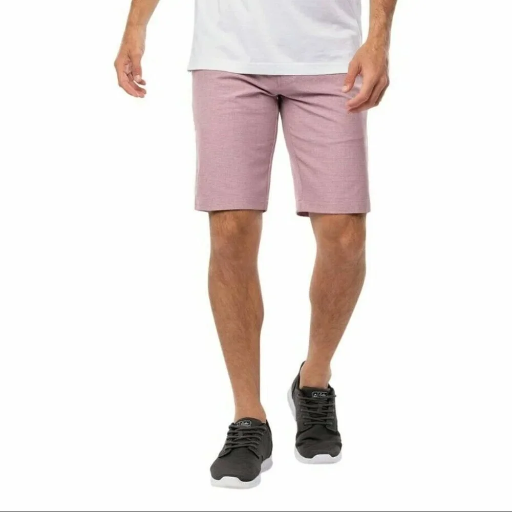 Travis Mathew Save the Day Striped Performance Golf Shorts, Grapeade Mauve, 34